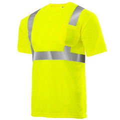 5 pack Hi Vis T Shirt ANSI Class II Reflective Safety Lime Short Sleeve