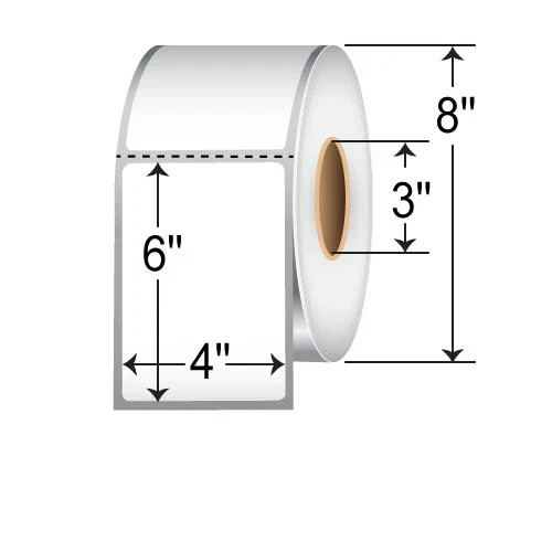Thermal transfer white polyester labels 4×6 1000 Labels per roll