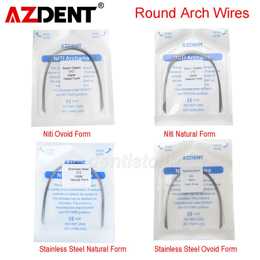 AZDENT Dental Orthodontic Super Elastic Arch Wires Round Niti/Stainless Steel