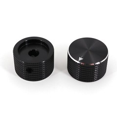 10Pcs 6.4mm 1/4” Black Aluminum 25 x 15.5mm Amplifier Audio Volume Rotary Knob