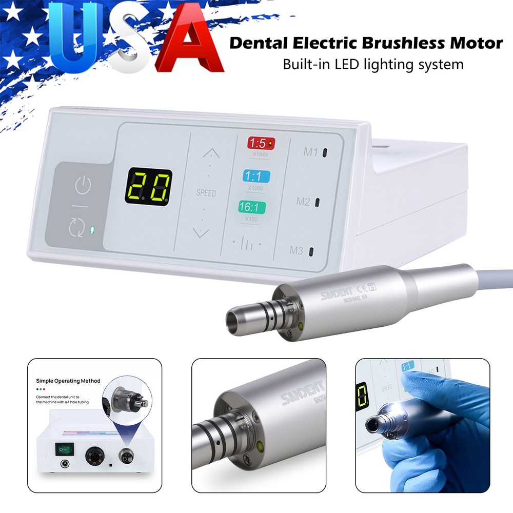 Dental Electric Handpiece Motor System LED Brushless Built-in 1:1 1:5 16:1 Modes