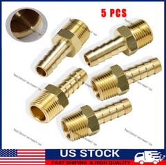 5pcs 3/8″ HOSE BARB X 3/8″ MALE NPT Brass Gas Fuel Water Air Fitting Universal