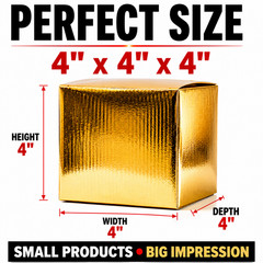 Metallic Gold Designer Boxes 4x4x4 Premium Gift Packaging for Small Business