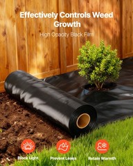 VEVOR 10Mil Plastic Sheeting Roll 10 x 100 FT Heavy Duty Polyethylene Black