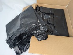 Large Black Plastic Grocery Shopping T-Shirt Bags (21 x 6.5 x 11.5 inches) 600pc