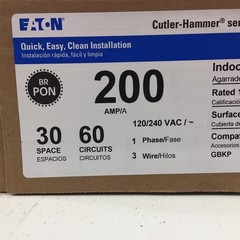 Eaton BRP30L200 Indoor Main Lug Loadcenter 200A 30SP 60C 1PH 3W 120/240V