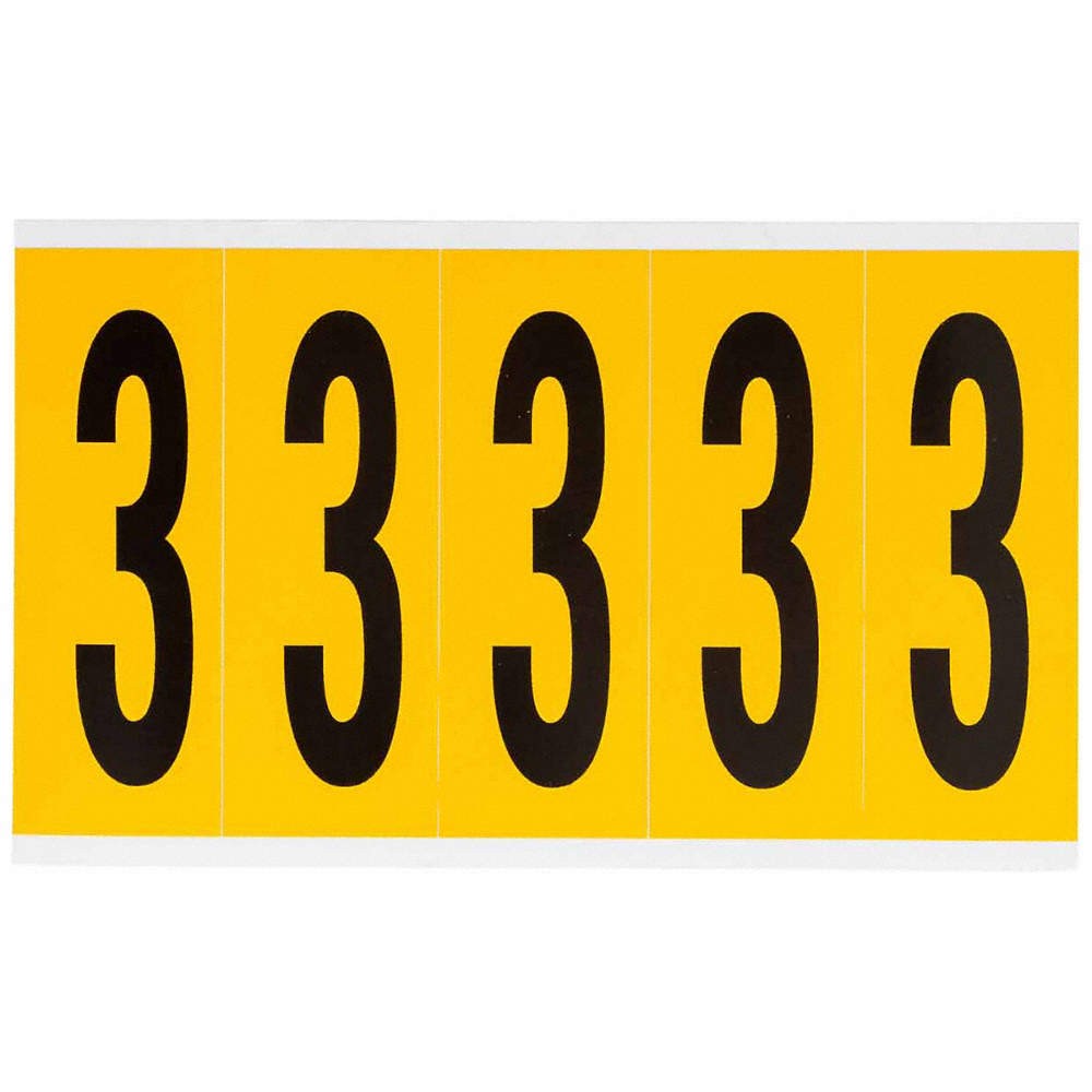 BRADY 1560-3 Number Label,3,5in.Hx1-3/4in.W,Vinyl 32MF06