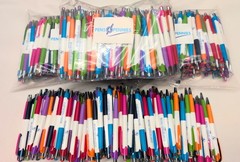 500 Bulk Misprint Pens Lot MARDI GRAS by HUB PEN White & Multicolor Mixed Case