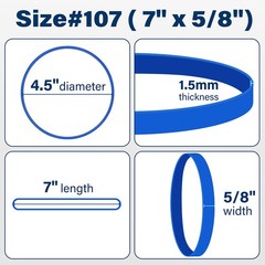 30PCS Large Rubber Bands Heavy Duty Size #107 Blue Elastic Long Rubber Bands