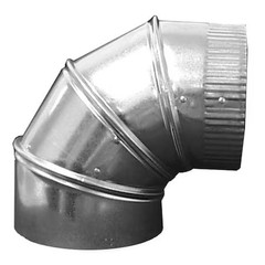 Greenseam Grae1490ga26 Round 90 Degree Elbow, 14 In Duct Dia, Galvanized Steel,