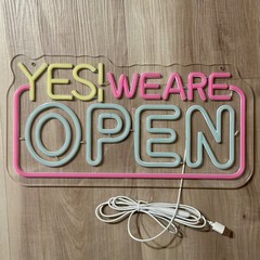 Vibrant “YES! WE ARE OPEN” Neon Sign – USB or Battery Powered, Bright Multicolor