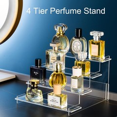 HENABLE 4 Tier Acrylic Display Risers Perfume Organizer Stand Cupcake Stand H…