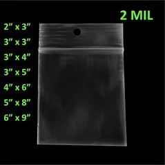2Mil Hang Hole Plastic Zip Seal Reclosable Poly Bags Jewelry 2 Mil Top Lock
