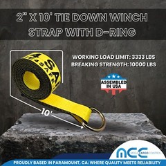 USA 2″ x 10′ Winch Lasso Strap D Ring Tow Truck Trailer Wheel-Lift Tire Harness