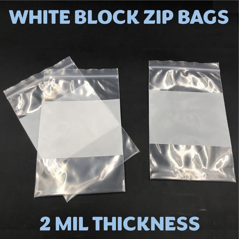 4″x6″ Reclosable 2MIL White Block Zip Writable Zipper Baggies Seal Lock Bags