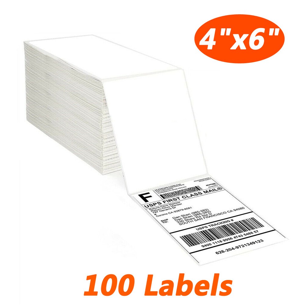 100 4″x6″ Fanfold Direct Thermal Shipping Barcode Labels for Zebra&Rollo Printer