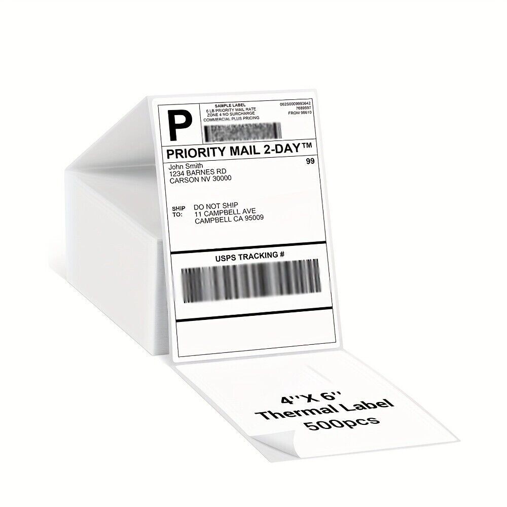 500 4×6 Fanfold Direct Thermal Shipping Labels for Zebra & Rollo Printers