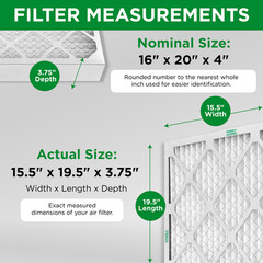 16x20x4 MERV 8 Pleated AC Furnace Air Filters. 4 Pack (Actual Depth: 3-3/4″)