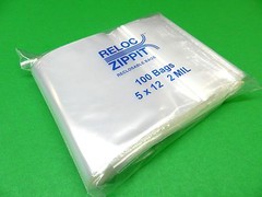 100 Reloc Zippit 5×12 Clear 2mil Poly Bags Reclosable Zip Seal Lock Bag 5″x12″