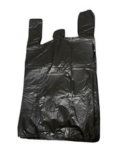 Bags 1/6 Large 21 x 6.5 x 11.5 THANK YOU Black T-Shirt Plastic Shopping Bags