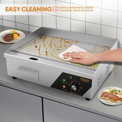 22″ Commercial Electric Countertop Flat Top Griddle, 1600W 110V Electric Griddle