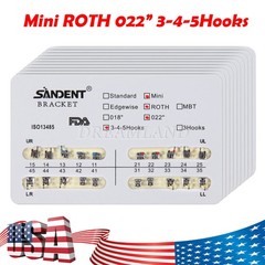 10 Packs Dental Orthodontic Metal Brackets Braces Mini Roth.022 Hooks 345