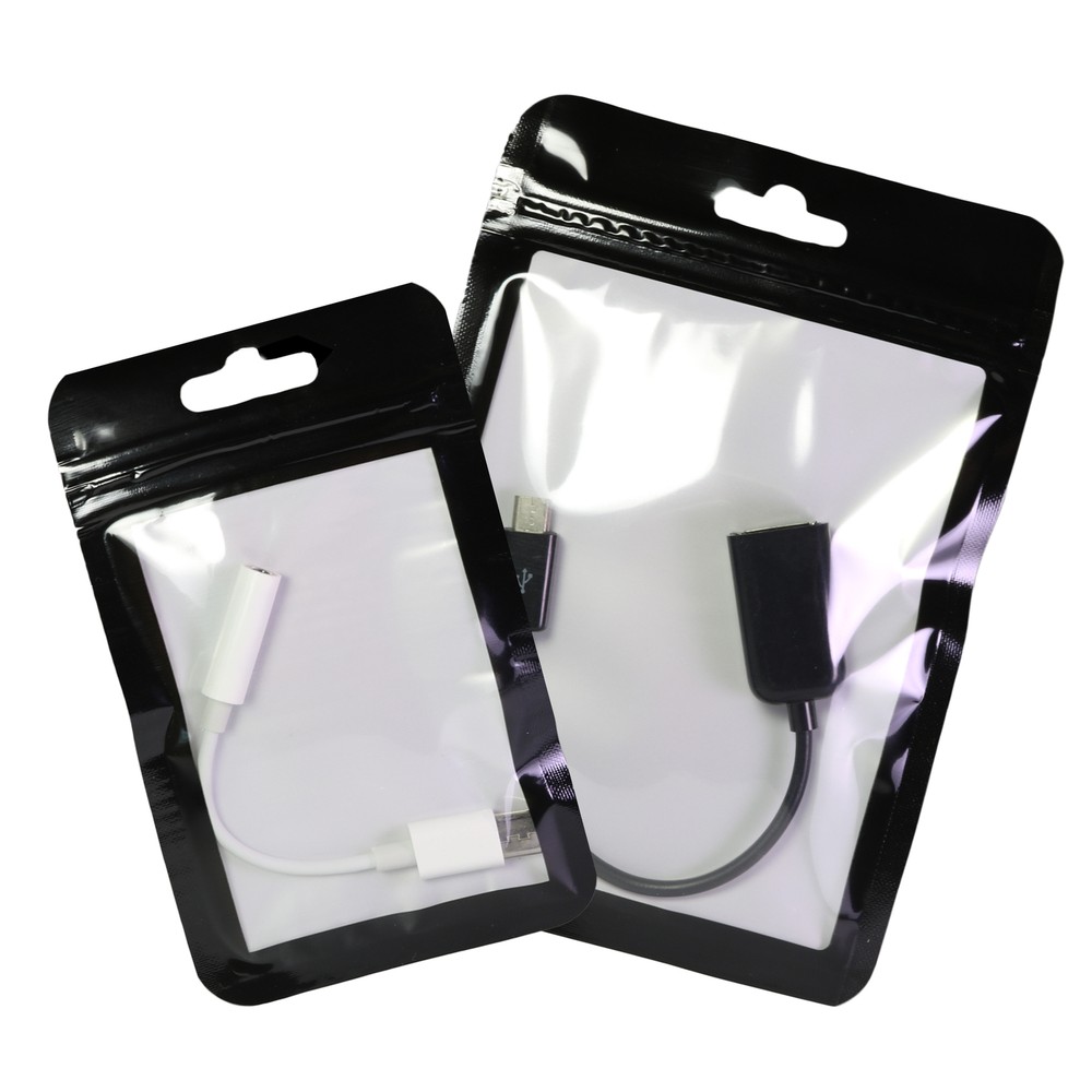 Flat Black Zip Seal Bags w/ Window and Butterfly Hang Hole Variety QTY and Sizes