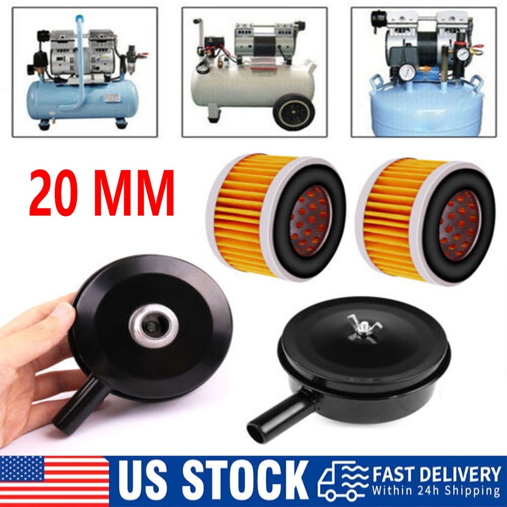 Air Compressor Noise Reducer Silencer Muffler Intake Air Filter Pump Metal Paper