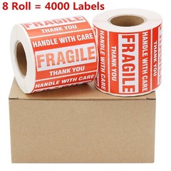 8 Rolls 500/Roll 2×3 FRAGILE Stickers Handle With Care Thank you Shipping Labels