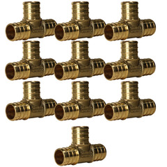 10 Pack XFITTING 3/4″ x 3/4″ x 3/4″ Pex-B Tee, 3/4 Pex Barb Crimp, Lead Free