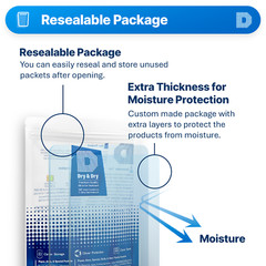 3 gram X 50 PK “Dry & Dry” Silica Gel Desiccant Packets(Reusable)-FDA Compliant