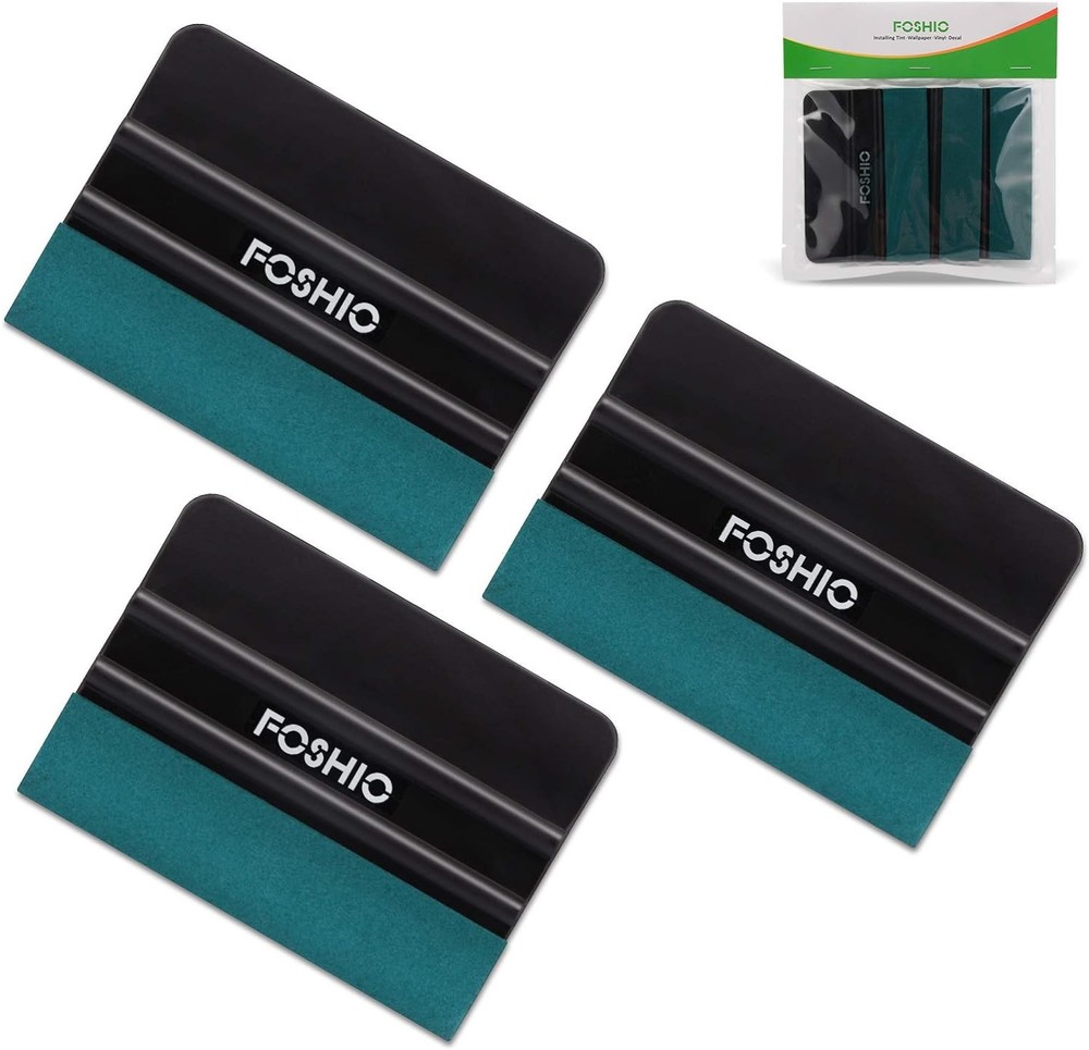 FOSHIO Vinyl Wrap Squeegee 4 Inch with Micro 3PCS Black Felt squeegee,