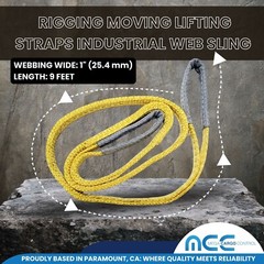 1″ x 3 /6 / 9ft 2 Ply Polyester Flat Eye Lifting Sling Strap Web Sling 3100 lbs