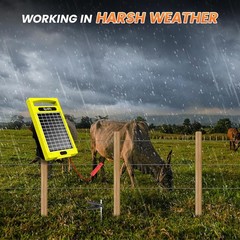 Solar Powered Electric Fence Charger 20 Mile Energizer for Livestock Animals