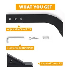 5pcs Box Blade Shank, 16” Ripper Shank 3 Holes Box Scraper Shank Teeth and Pins