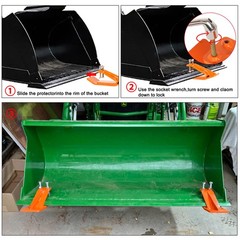 2X Tractor Bucket Protector Ski Edge Tamer Skid w/ Lock Nut Snow Leaf Removal