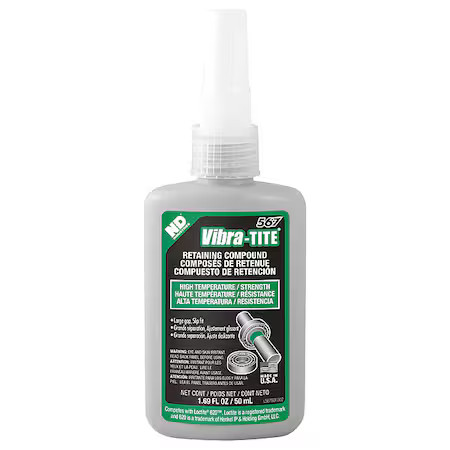 Vibra-Tite 56750 Retaining Compound, 567 Series, Green, Liquid, 50Ml, Bottle