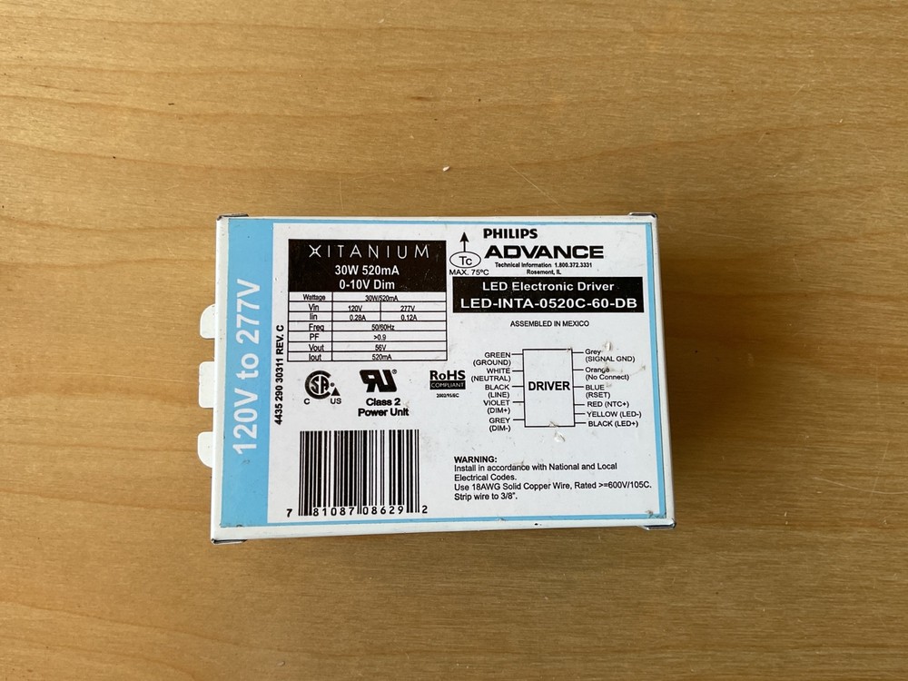Philips Advance LED Electronic Driver LED-INTA-0520C-60-DB FREE SHIPPING