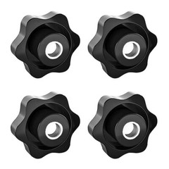4 Pcs 1/4″-20 Inch Knob Black Nylon Screw-On Type Thru Threaded Knob Nuts 6-Star
