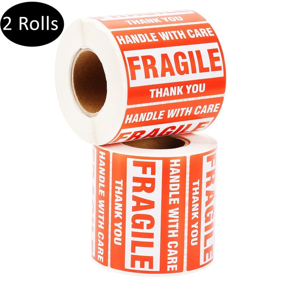 2 Rolls 2×3 Fragile Stickers Handle with Care Thank You Mailing Labels 500/Roll