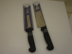 New Chef Starter Set (4) Pro Knives 8in Chefs 6in Boning 12in Bread 10in Cimeter