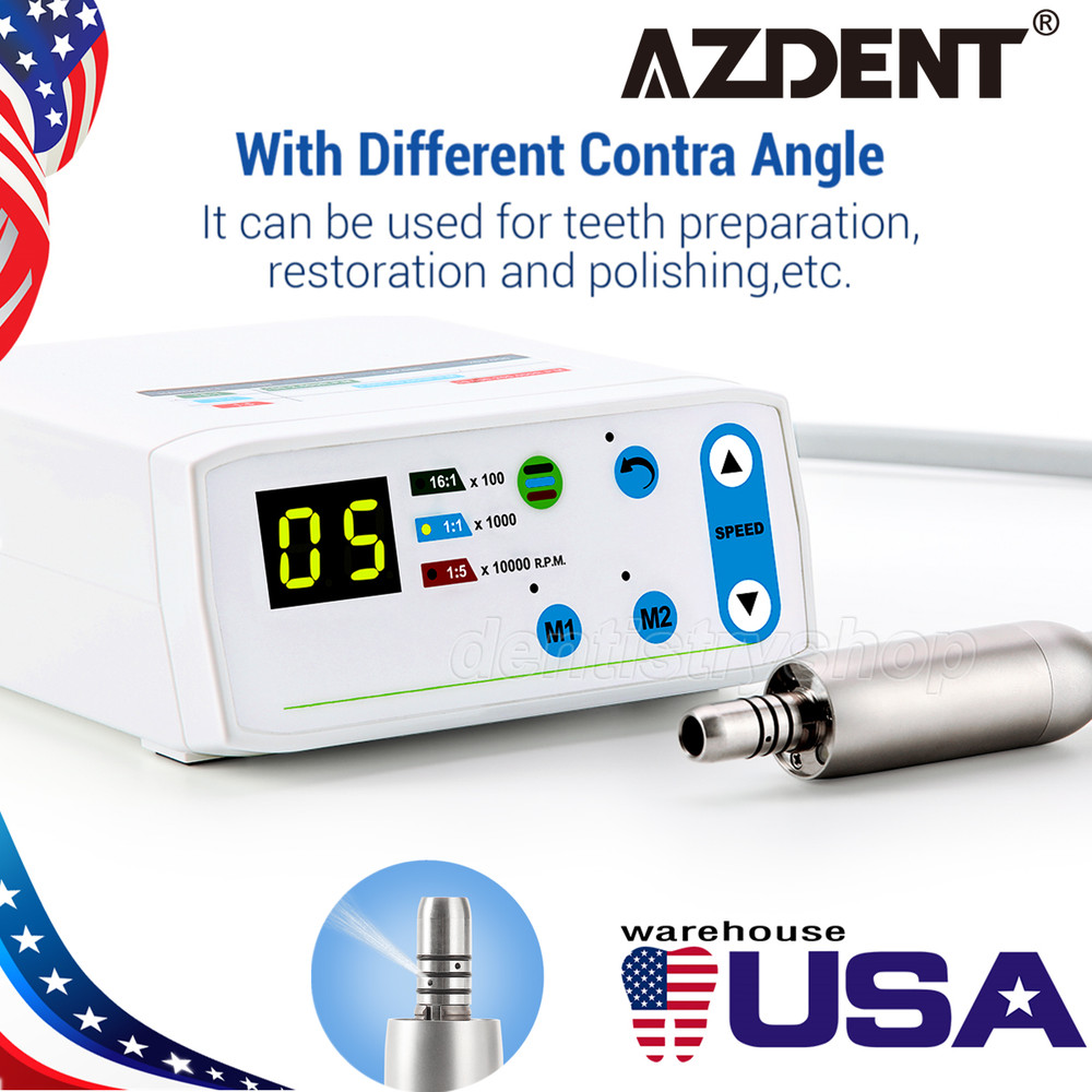 AZDENT Dental Brushless LED Electric Micro Motor 4 Holes 1:1/1:5/16:1 E-Type