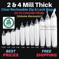 Clear Plastic Reclosable Zip Seal Bag 2 Mil & 4 Mil Lock Bags Jewelry Zip Baggie