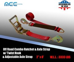 USA 2″ x 8′ Axle Strap Car Trailer Hauler Ratchet Tie Down Strap w/ Snap Hook