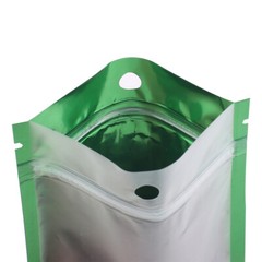 100x Matte Clear & Green Mylar Zip Lock Bags w/ Hang Hole 12x20cm 4.75×7.75in