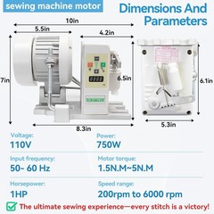 Industrial Sewing Machine Servo Motor AC110V 750W 1HP 200-6000 RPM