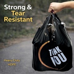 100 Count Plastic Bags – Black T Shirt Bags with Handle for Retail Shopping and