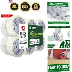 Clear Packing Tape, 12 Rolls Heavy Duty Packaging Tape for Shipping Packaging…