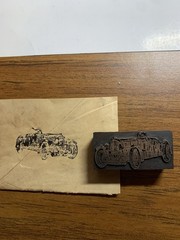 Vintage Letter Press Print Block Hot Rod Early Car! Awesome!