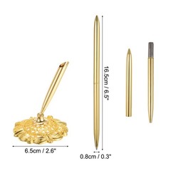 1 Set Wedding Pen with Pen Holder Guest Book Pen with Holder Gold Tone